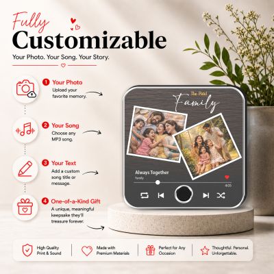 amily Photo Frame Customized Musical Photo Frame Rechargeable Speaker with On/Off Button Meaningful Home Decor Gift for Parents, Anniversary